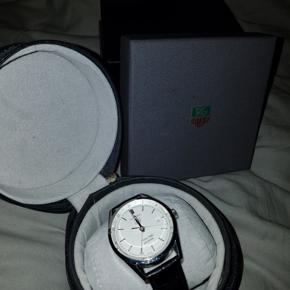 Tag Heuer Carrera twin time automatic leather